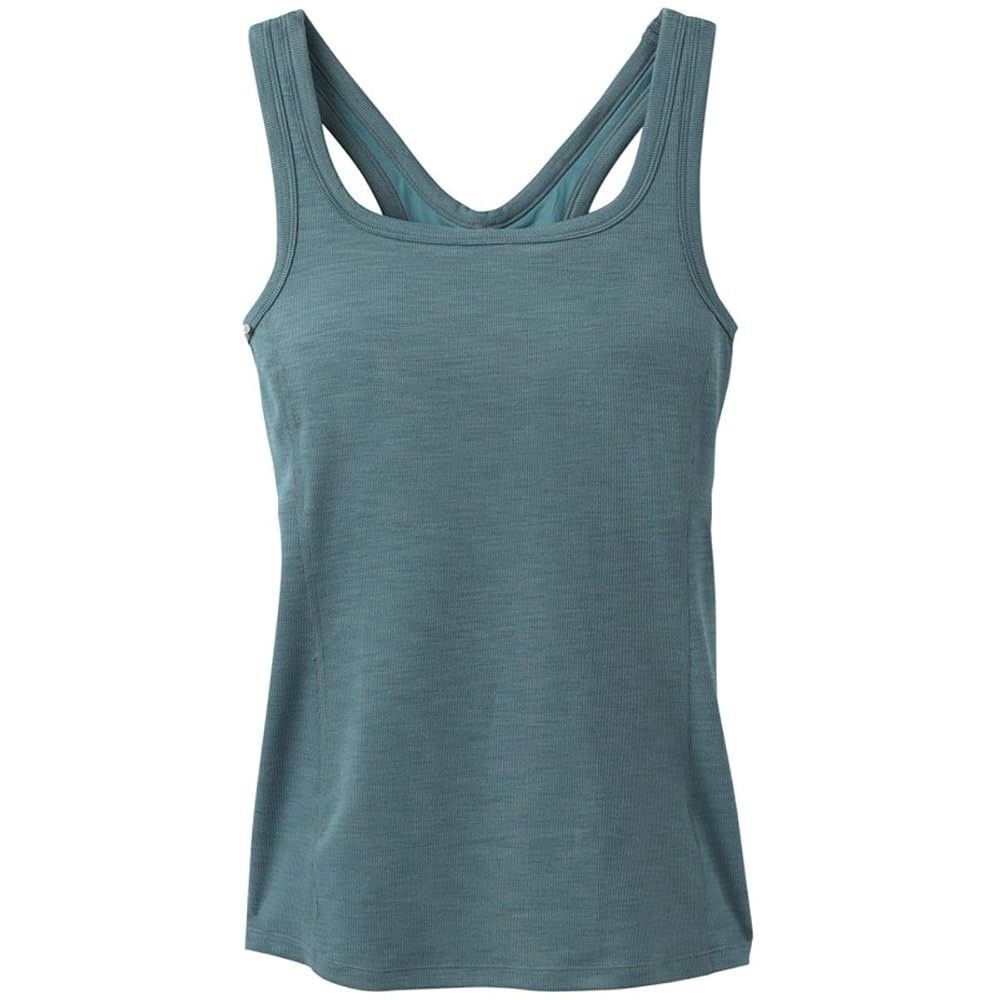 Prana Becksa Tank Top Teal Heather Ribbed Shelf Bra Women's Size XL